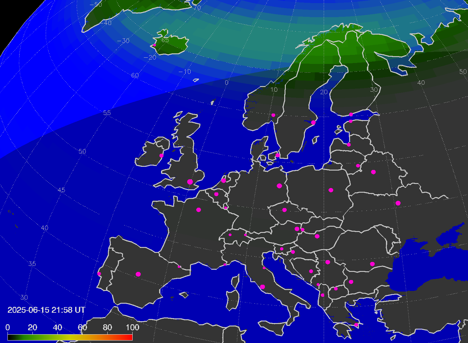 Northern lights (auroras) over Europe
