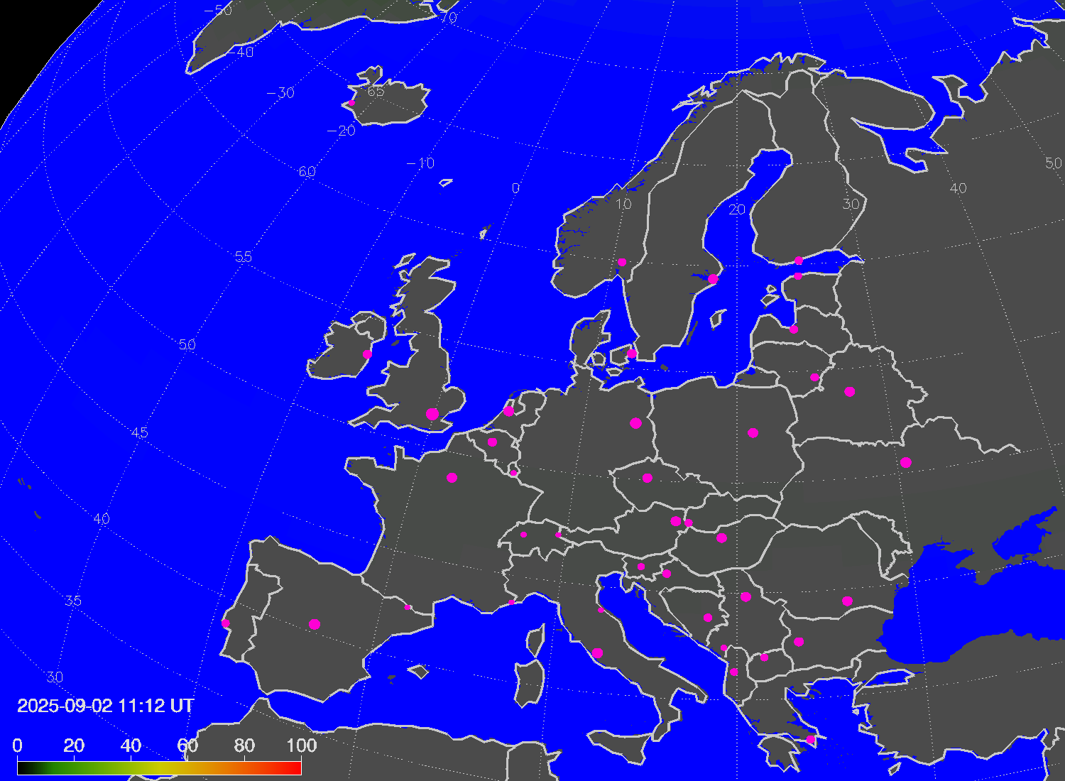 Northern lights (auroras) over Europe