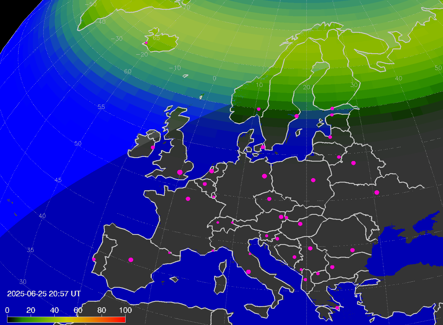 Northern lights (auroras) over Europe