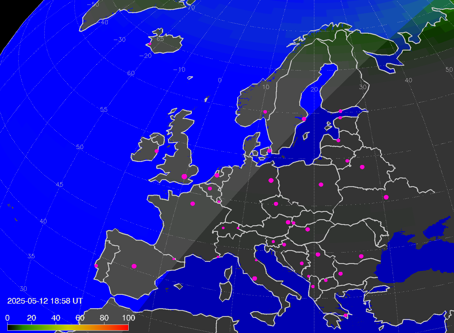 Northern lights (auroras) over Europe