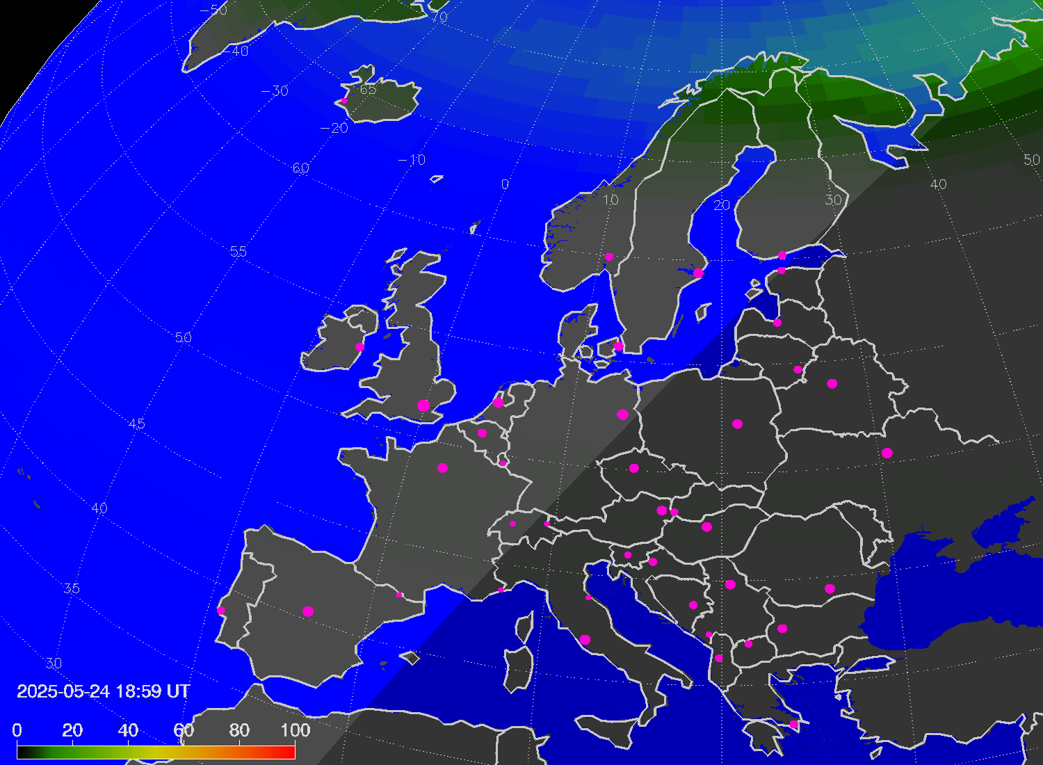 Northern lights (auroras) over Europe