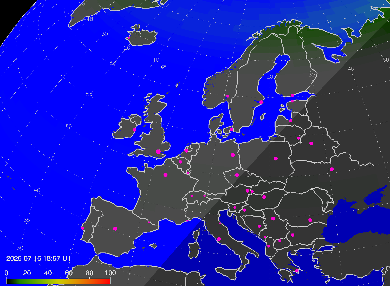 Northern lights (auroras) over Europe