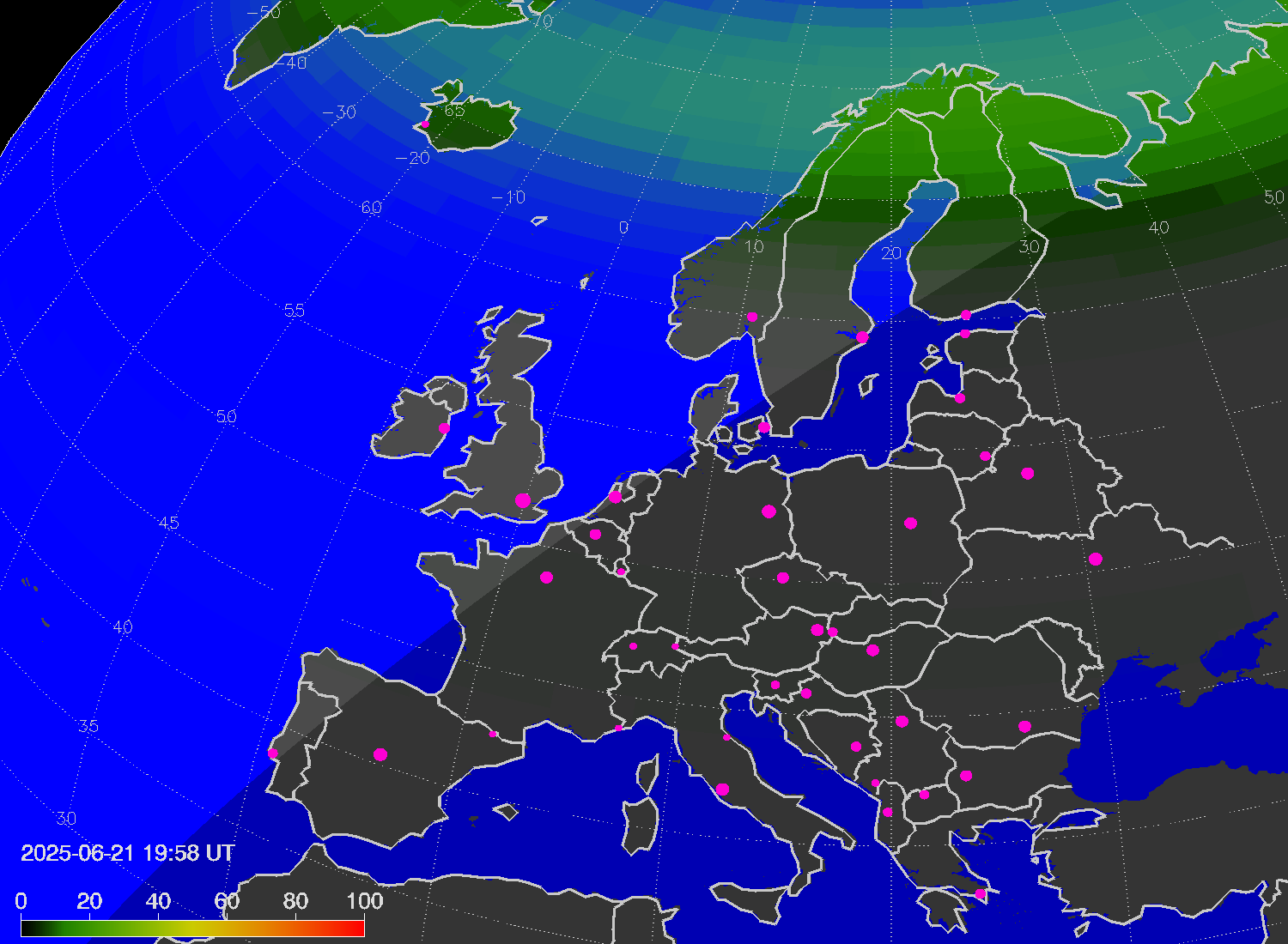 Northern lights (auroras) over Europe