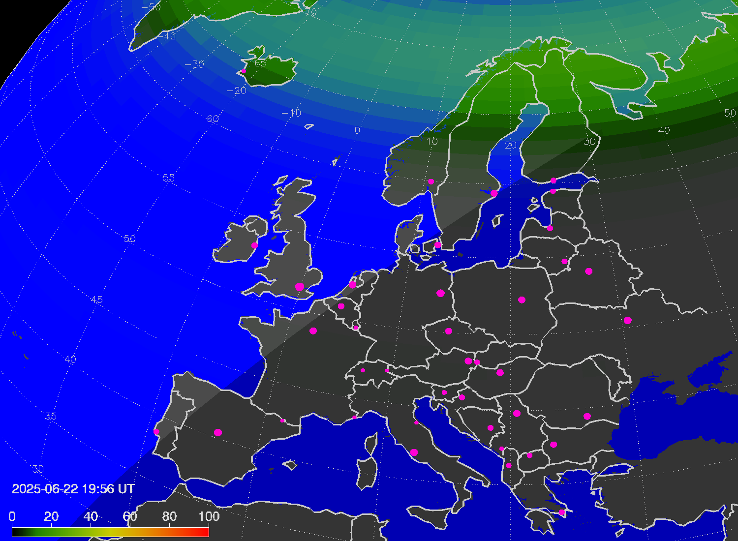 Northern lights (auroras) over Europe