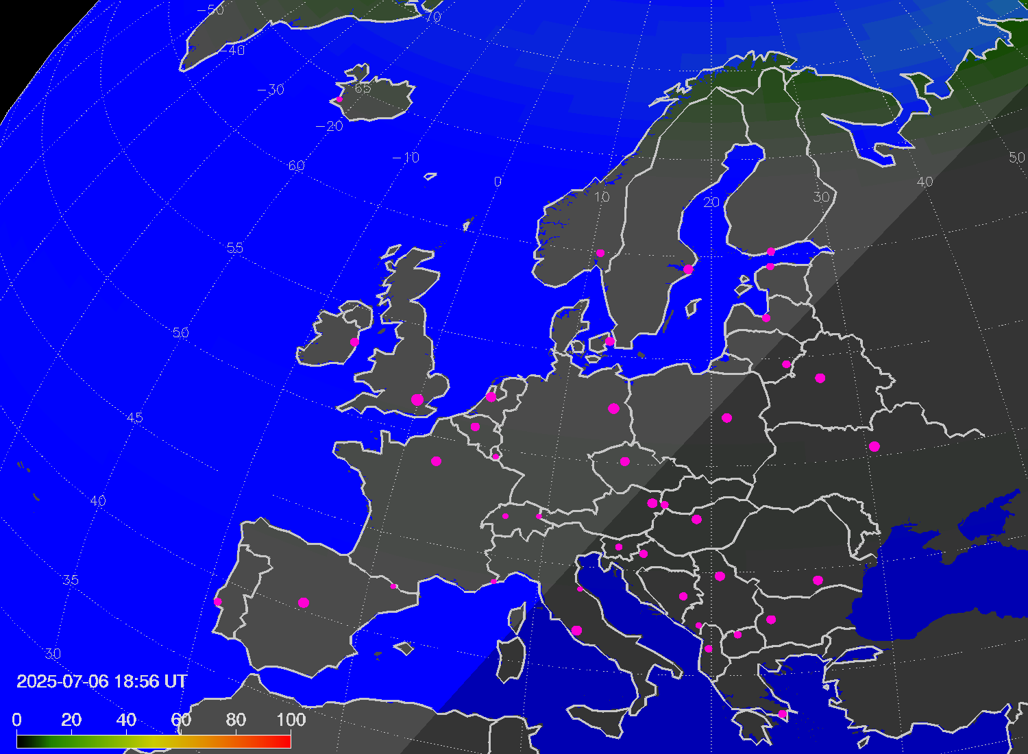 Northern lights (auroras) over Europe