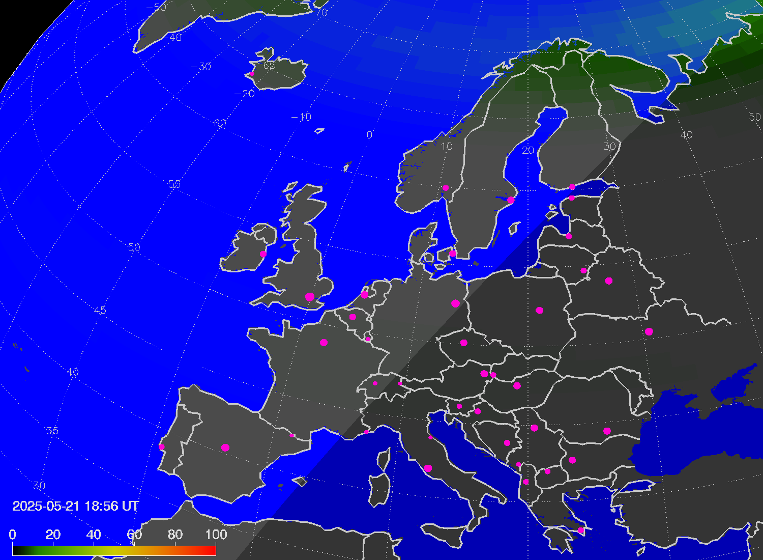 Northern lights (auroras) over Europe