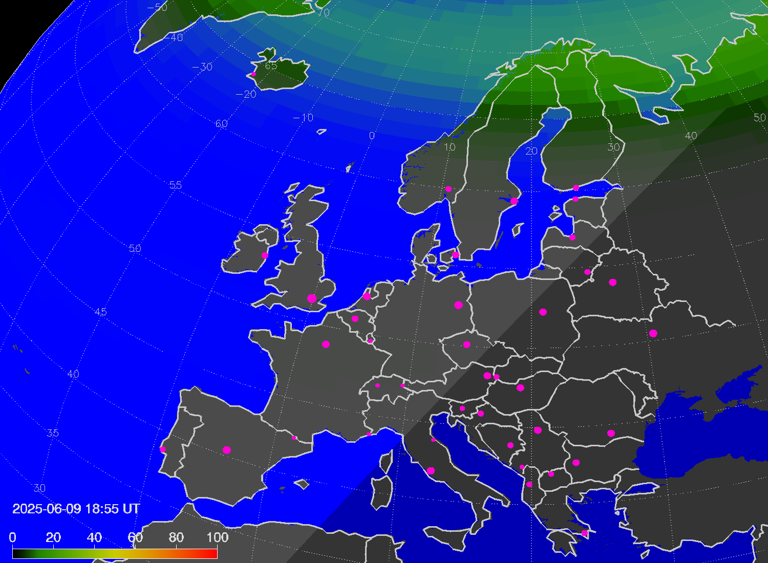 Northern lights (auroras) over Europe