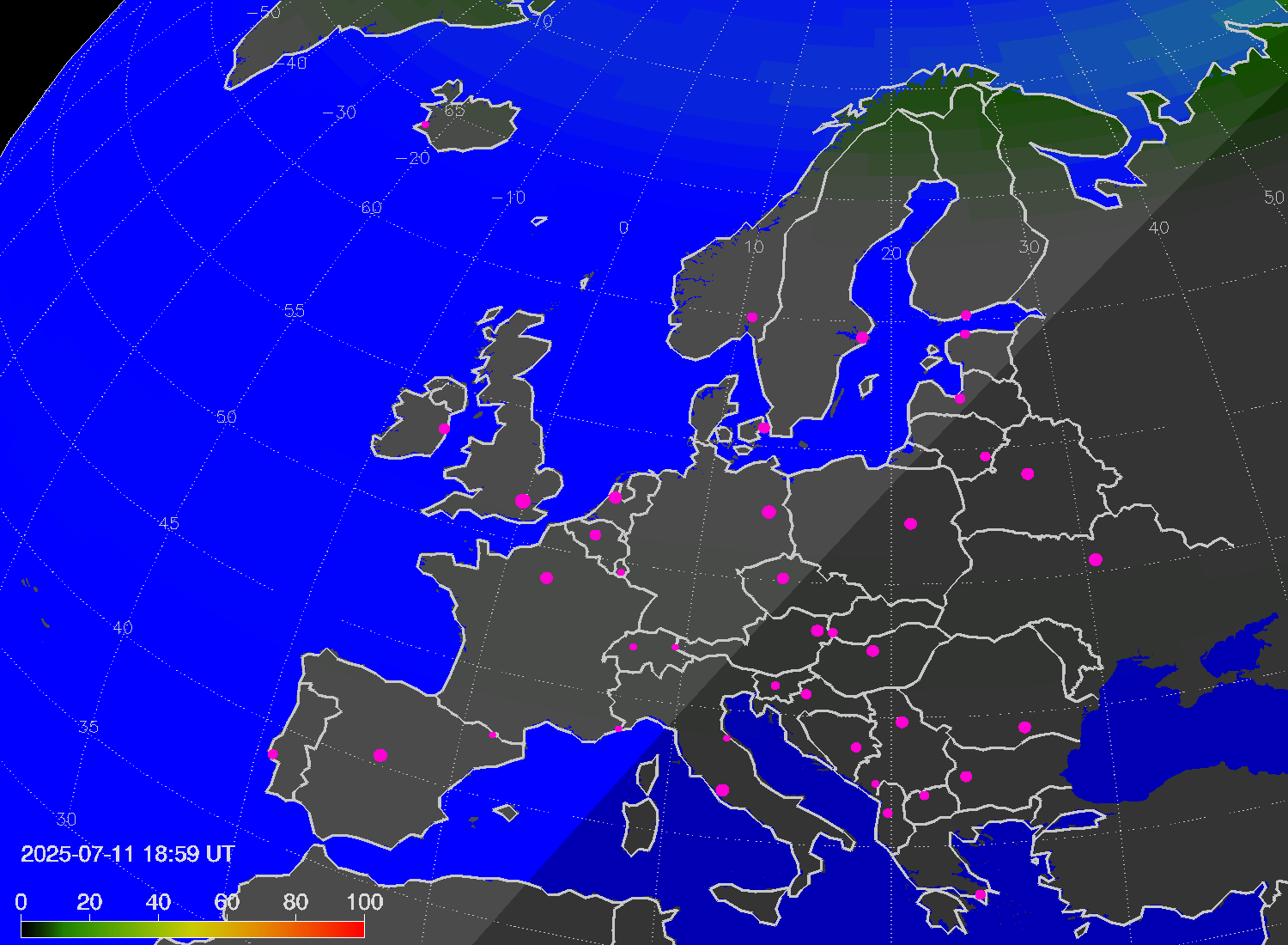 Northern lights (auroras) over Europe