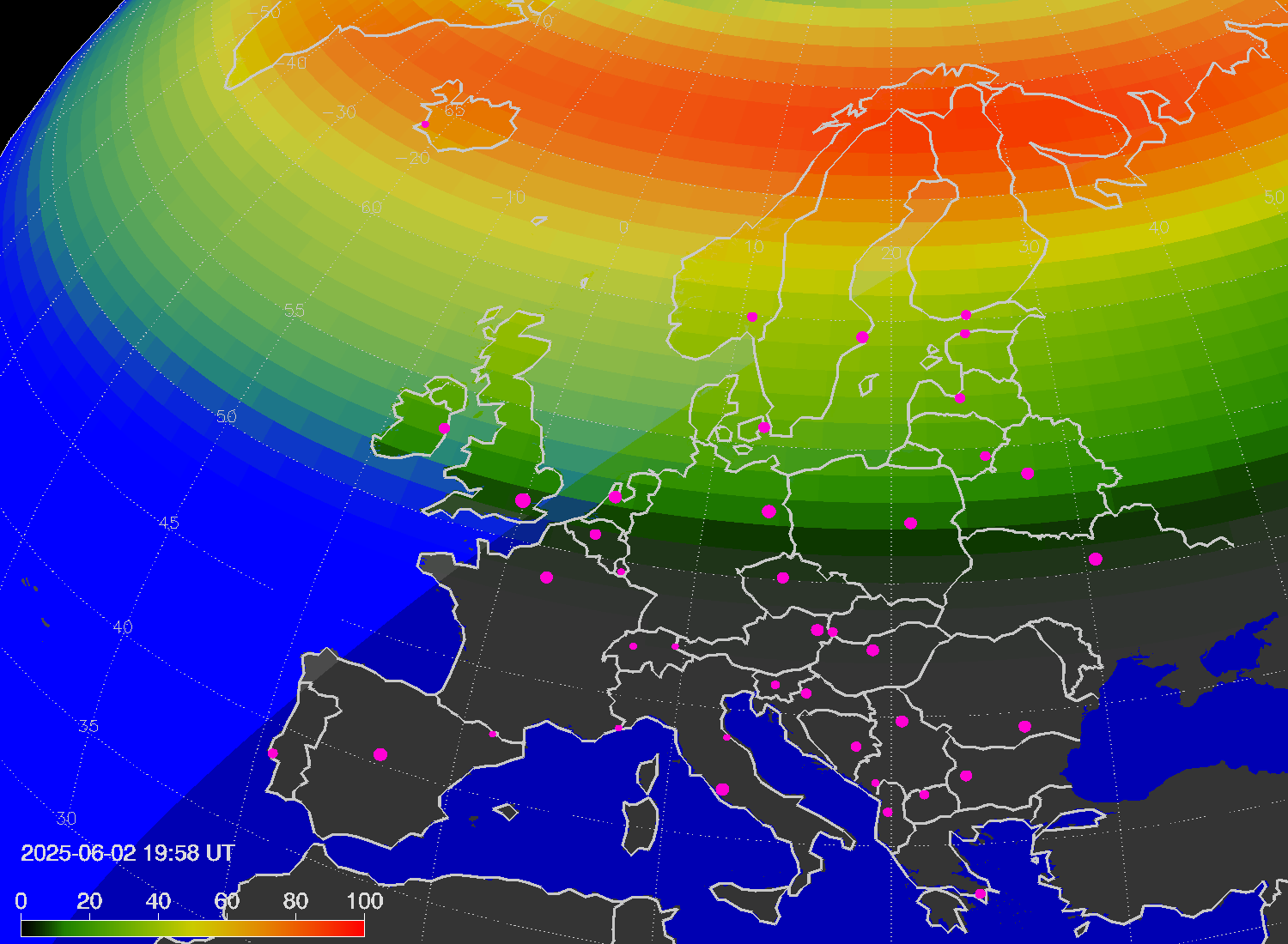 Northern lights (auroras) over Europe