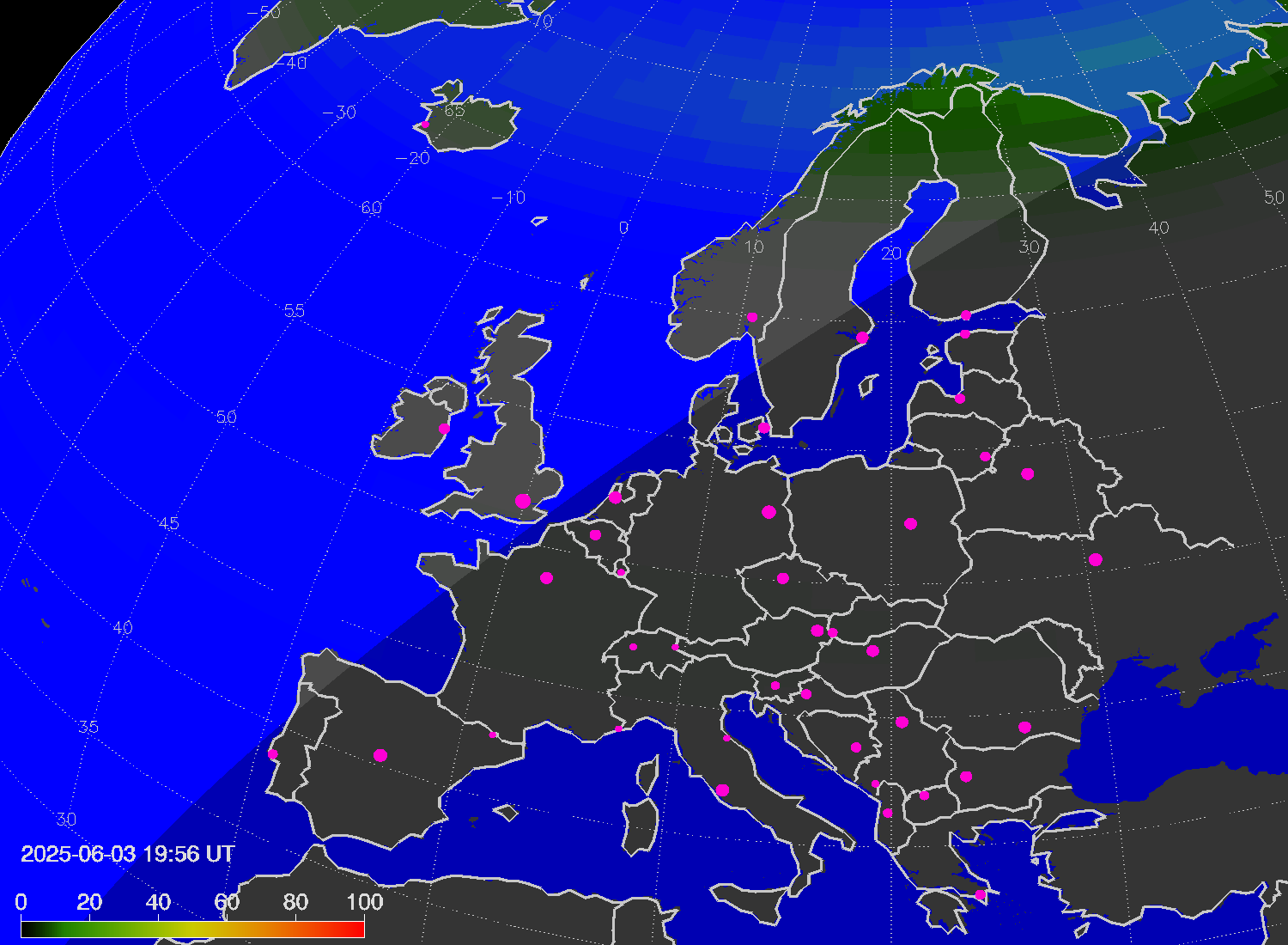 Northern lights (auroras) over Europe