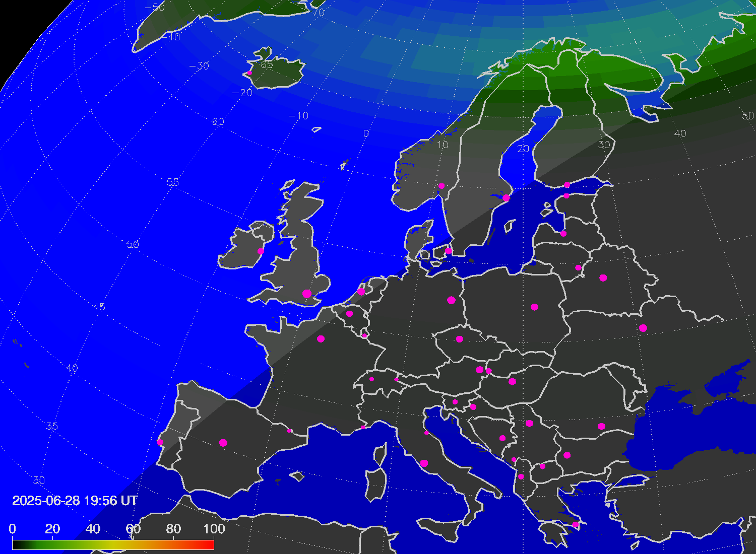 Northern lights (auroras) over Europe
