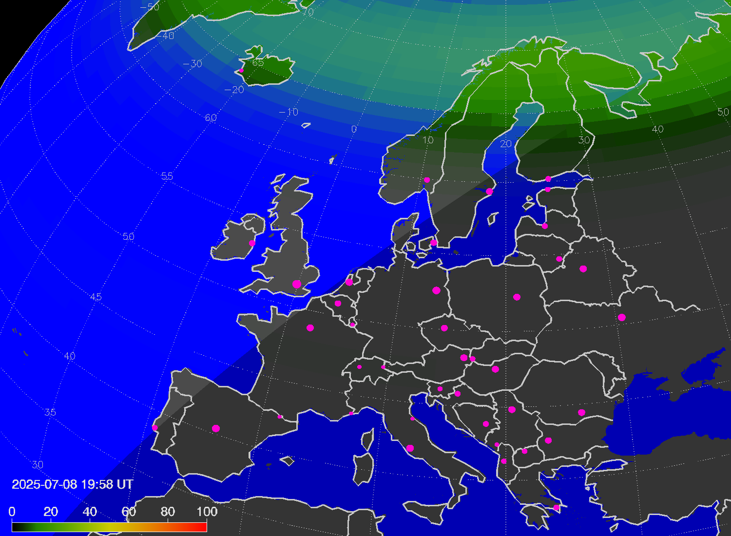 Northern lights (auroras) over Europe