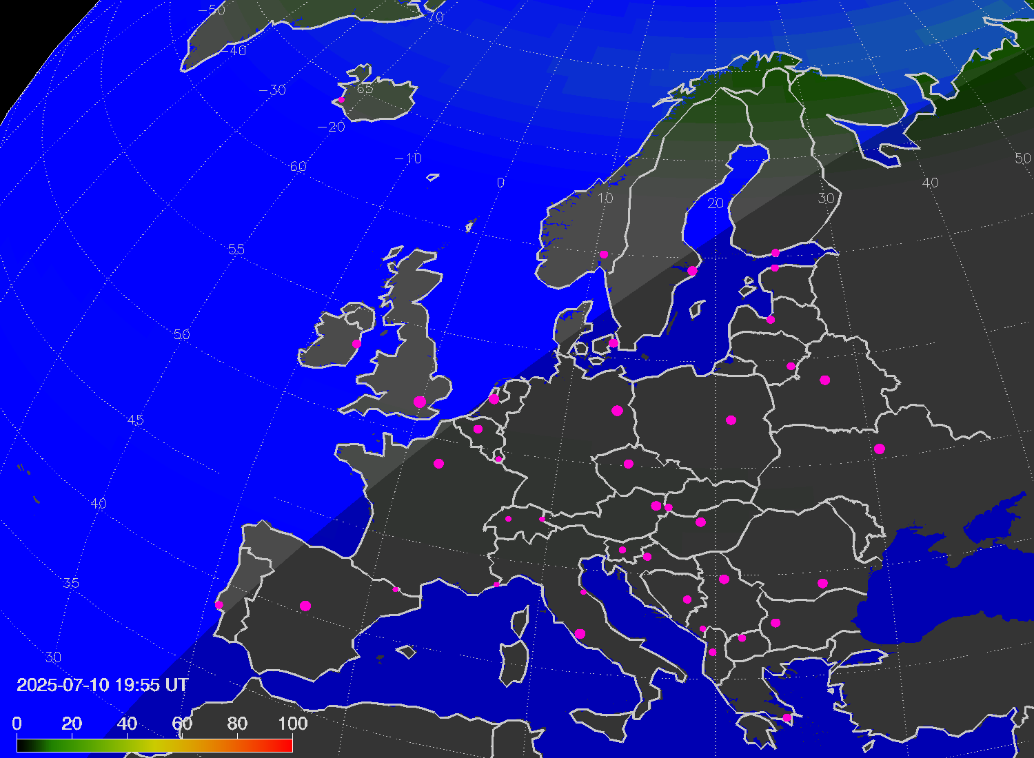 Northern lights (auroras) over Europe