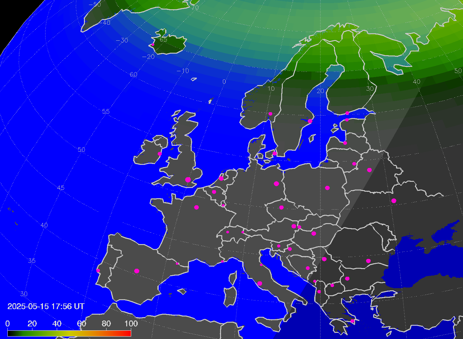 Northern lights (auroras) over Europe