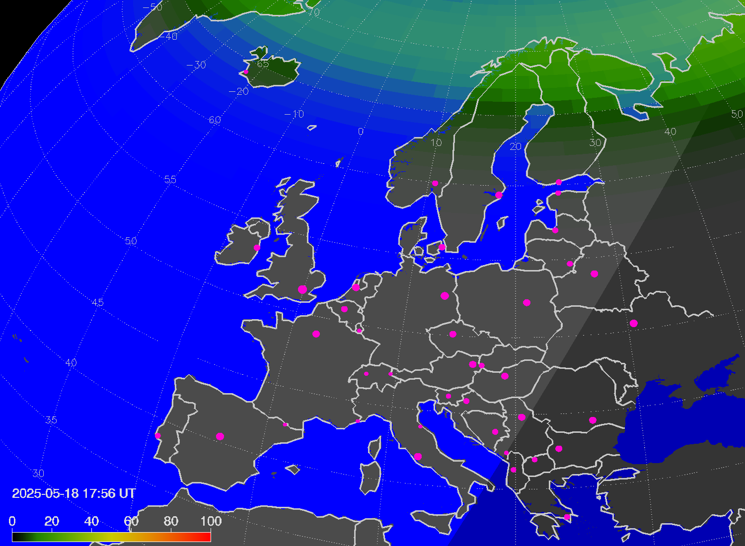 Northern lights (auroras) over Europe