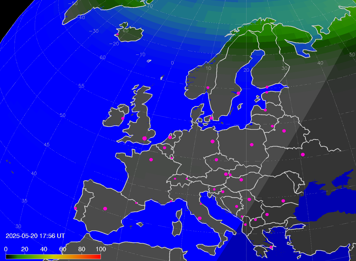 Northern lights (auroras) over Europe