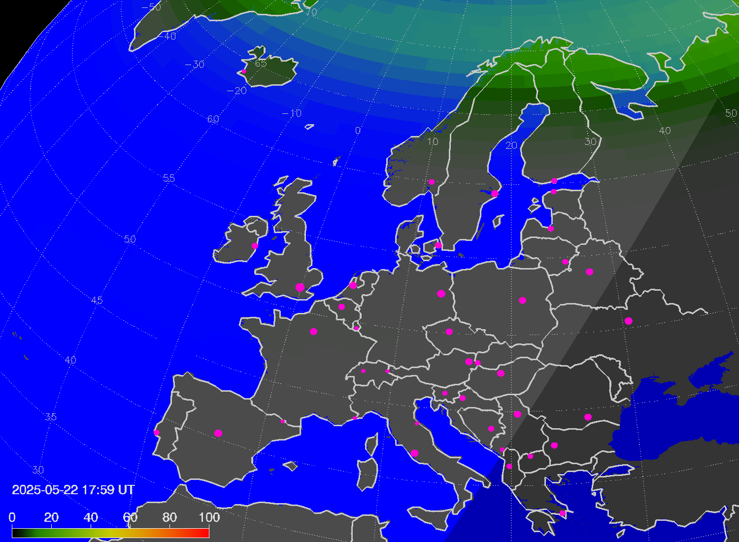 Northern lights (auroras) over Europe