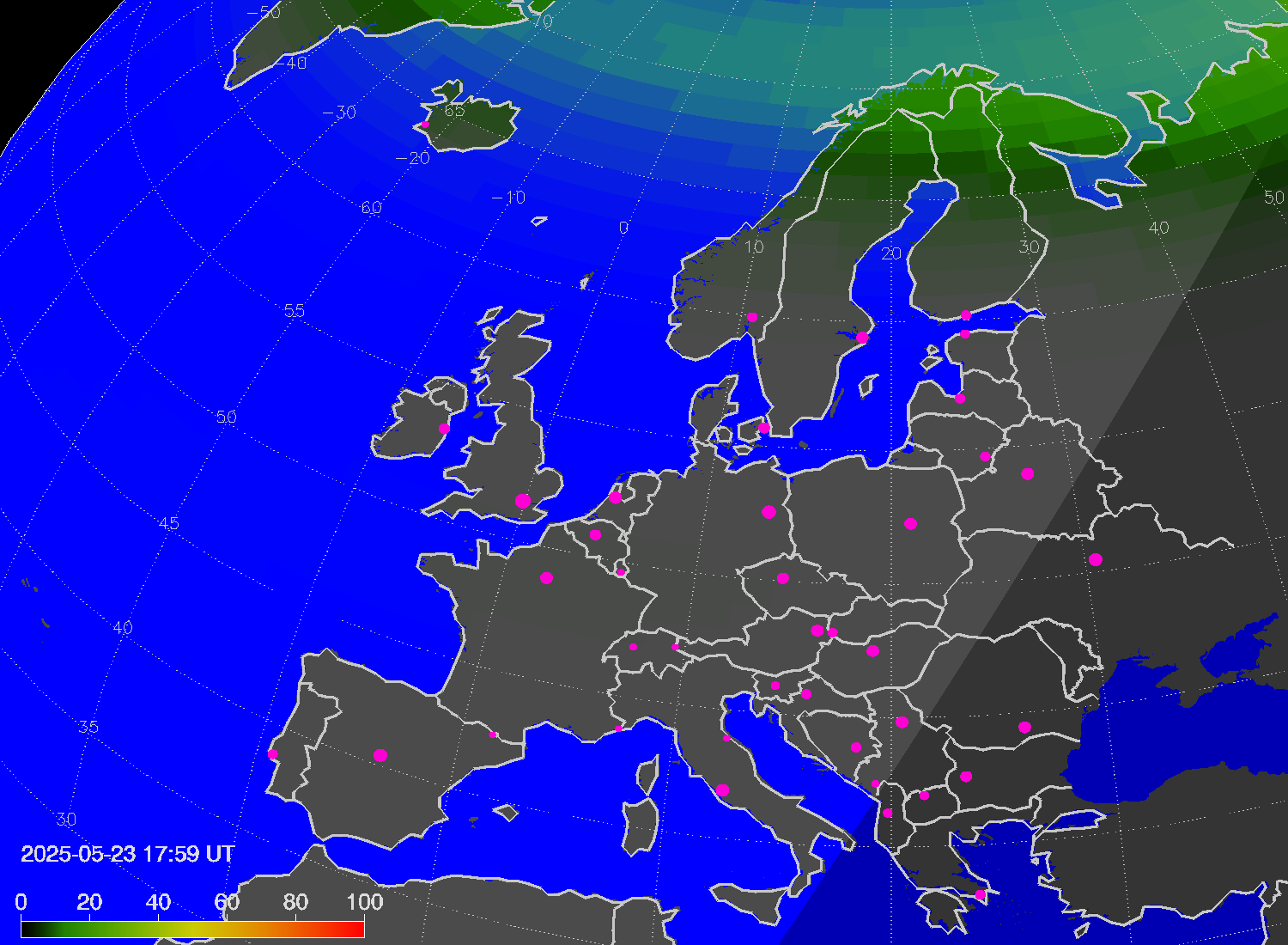 Northern lights (auroras) over Europe
