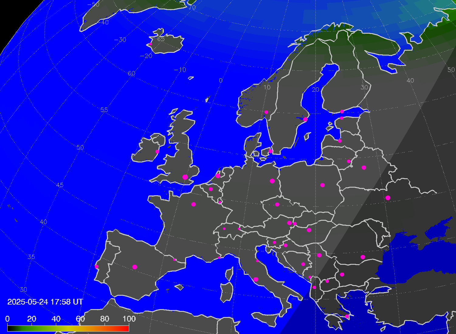 Northern lights (auroras) over Europe