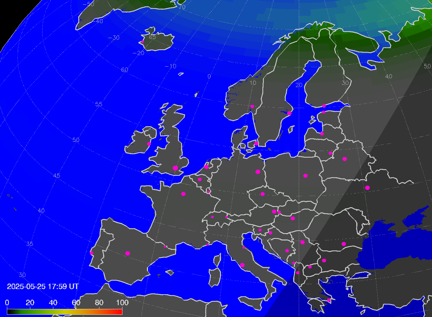 Northern lights (auroras) over Europe