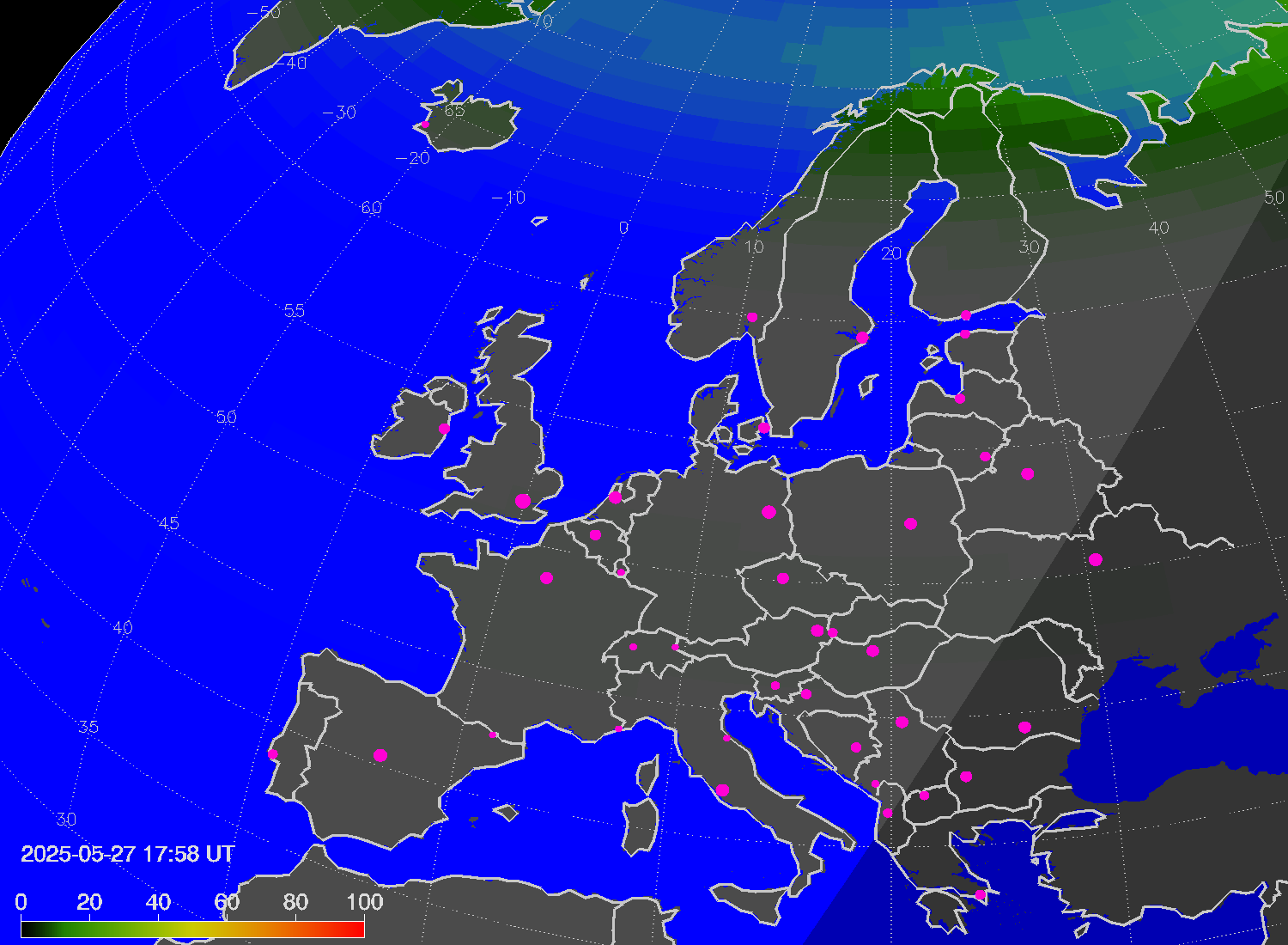 Northern lights (auroras) over Europe