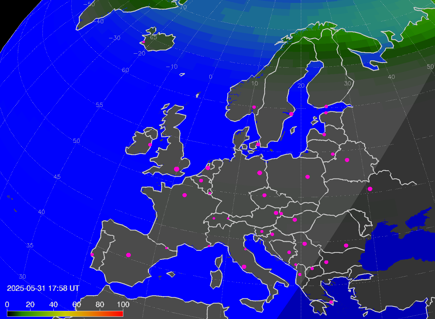 Northern lights (auroras) over Europe