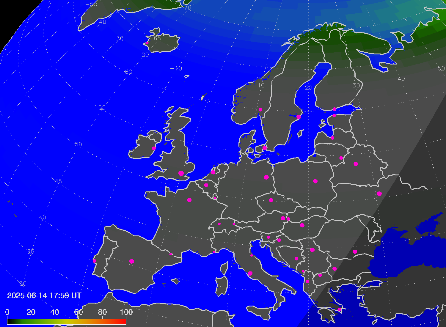 Northern lights (auroras) over Europe