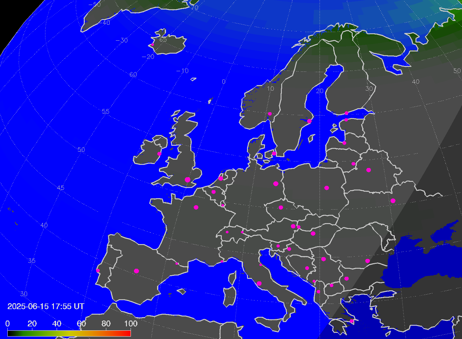 Northern lights (auroras) over Europe