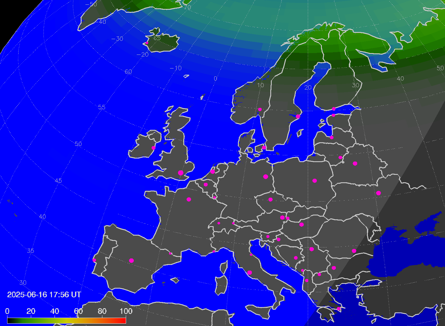 Northern lights (auroras) over Europe