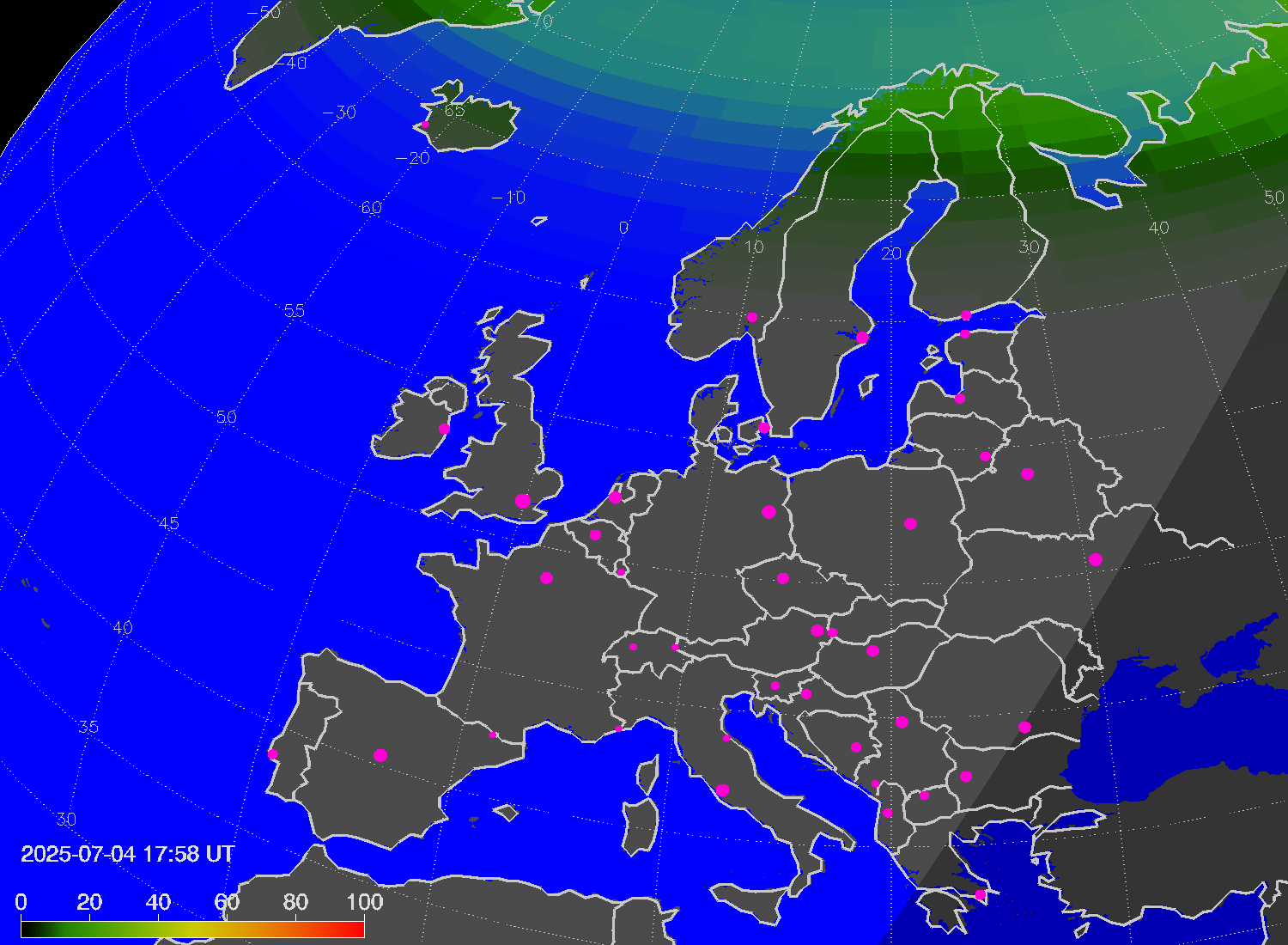 Northern lights (auroras) over Europe