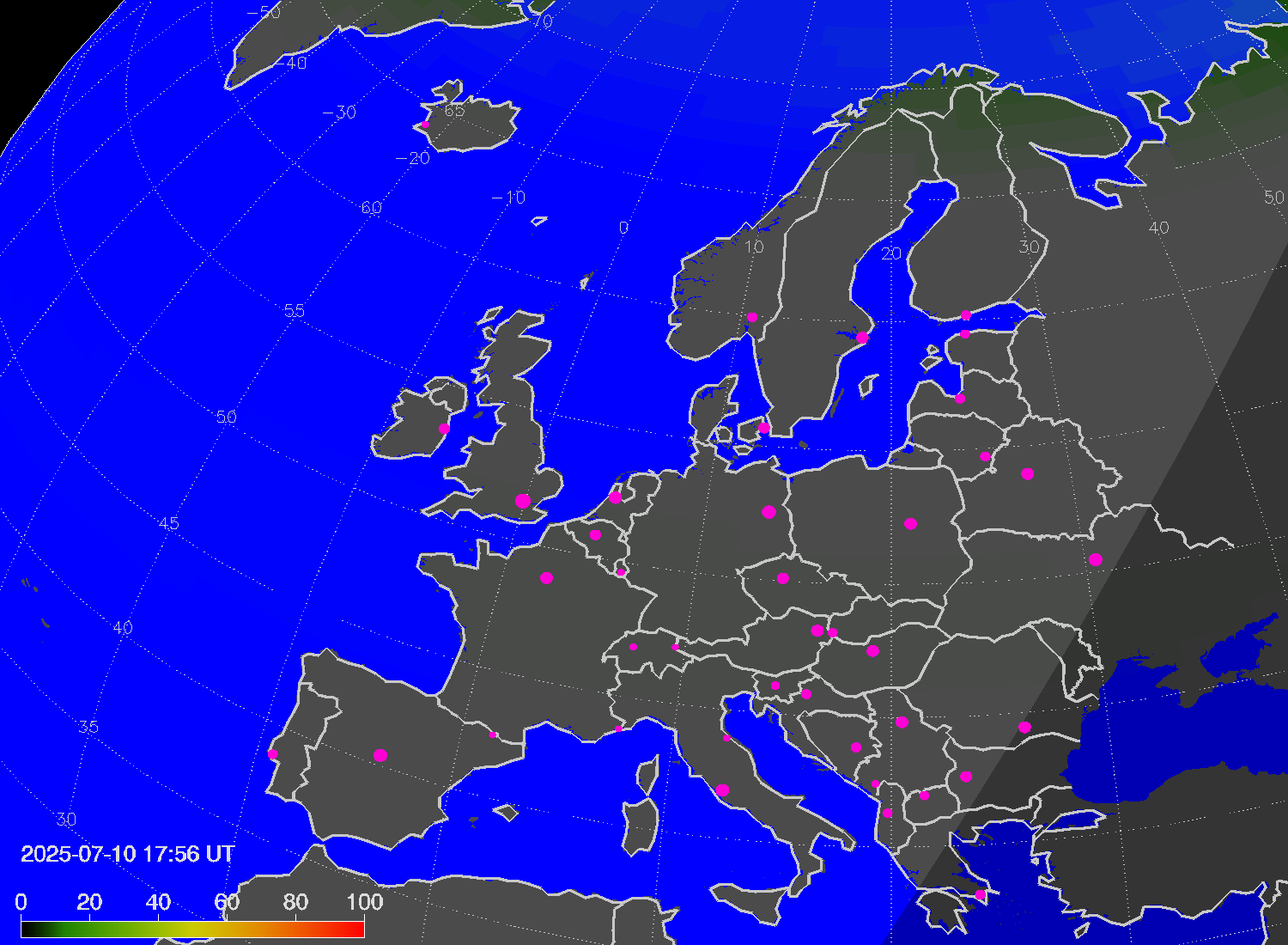 Northern lights (auroras) over Europe