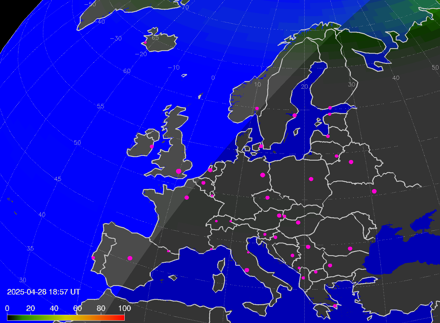 Northern lights (auroras) over Europe