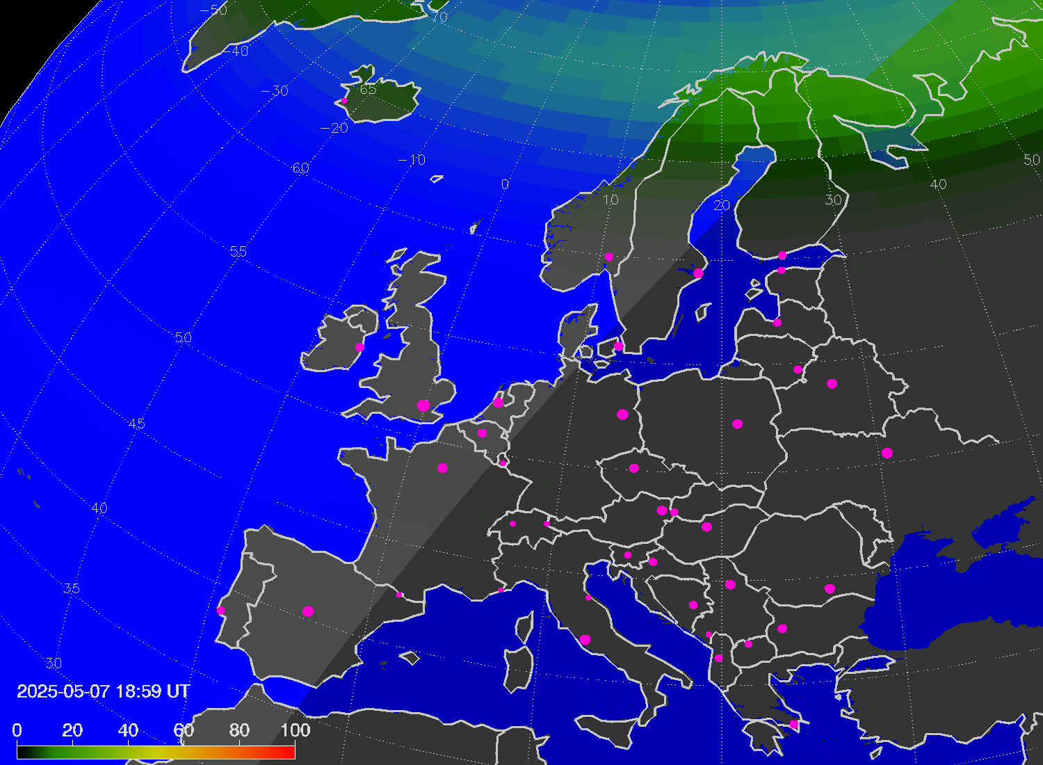 Northern lights (auroras) over Europe