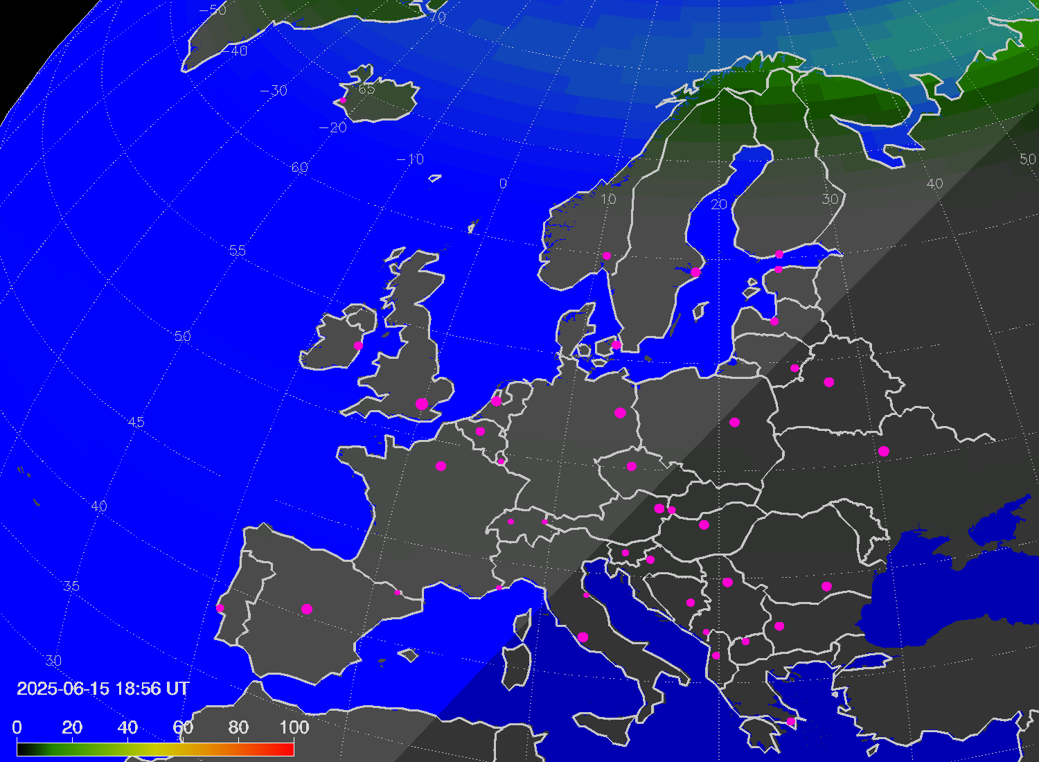 Northern lights (auroras) over Europe