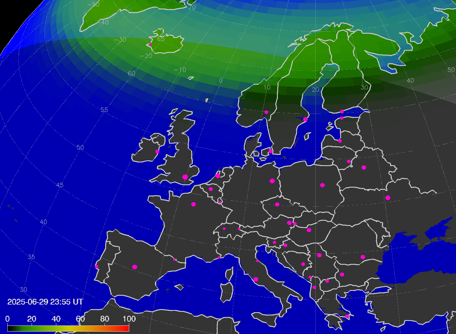 Northern lights (auroras) over Europe