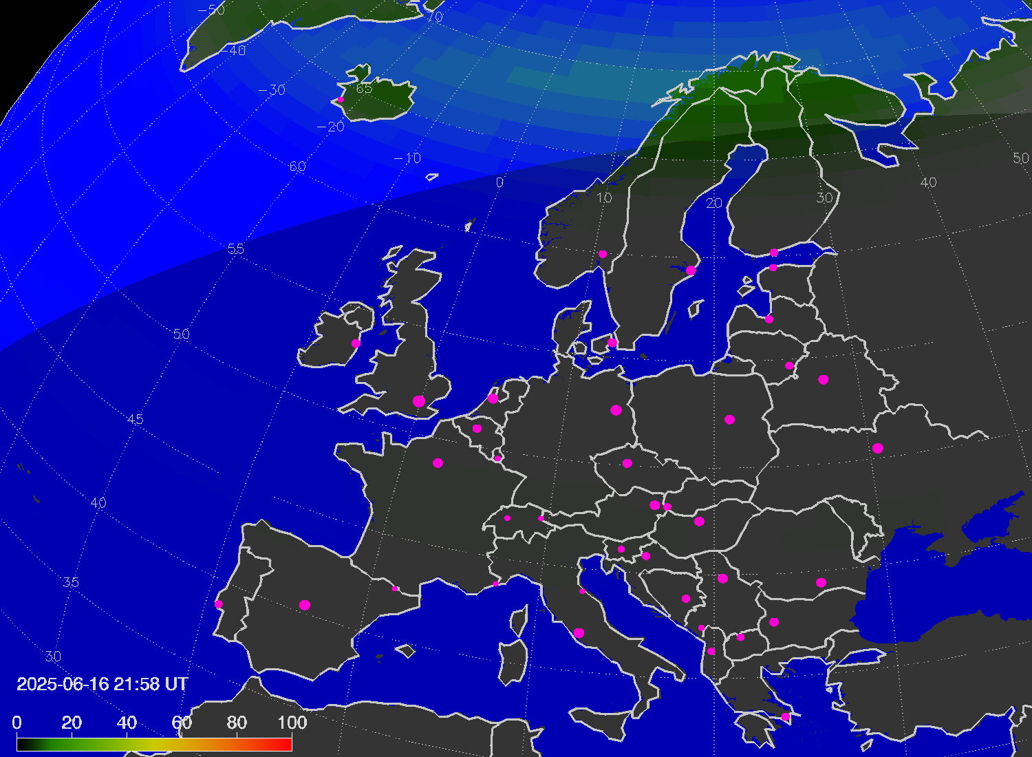 Northern lights (auroras) over Europe