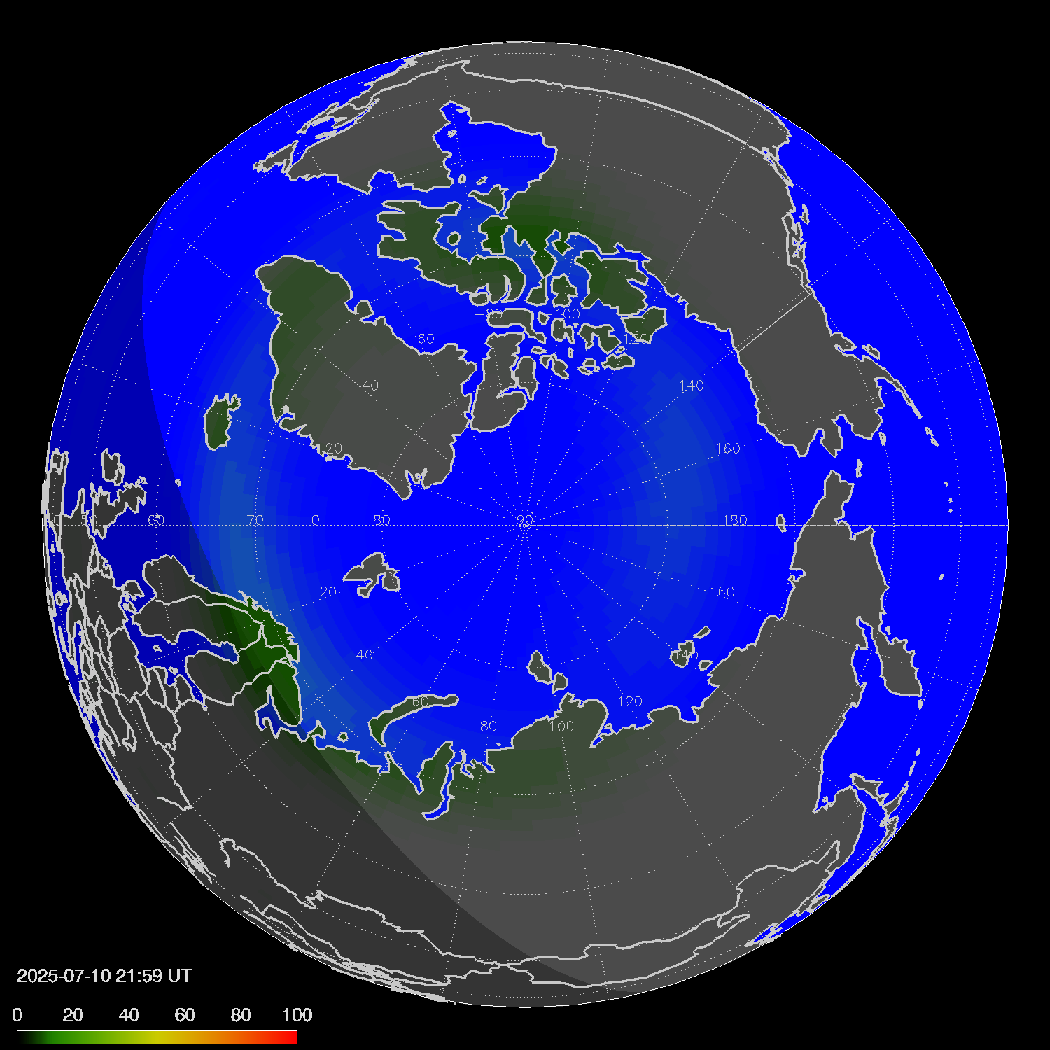 Northern lights (auroras) in the northern hemisphere