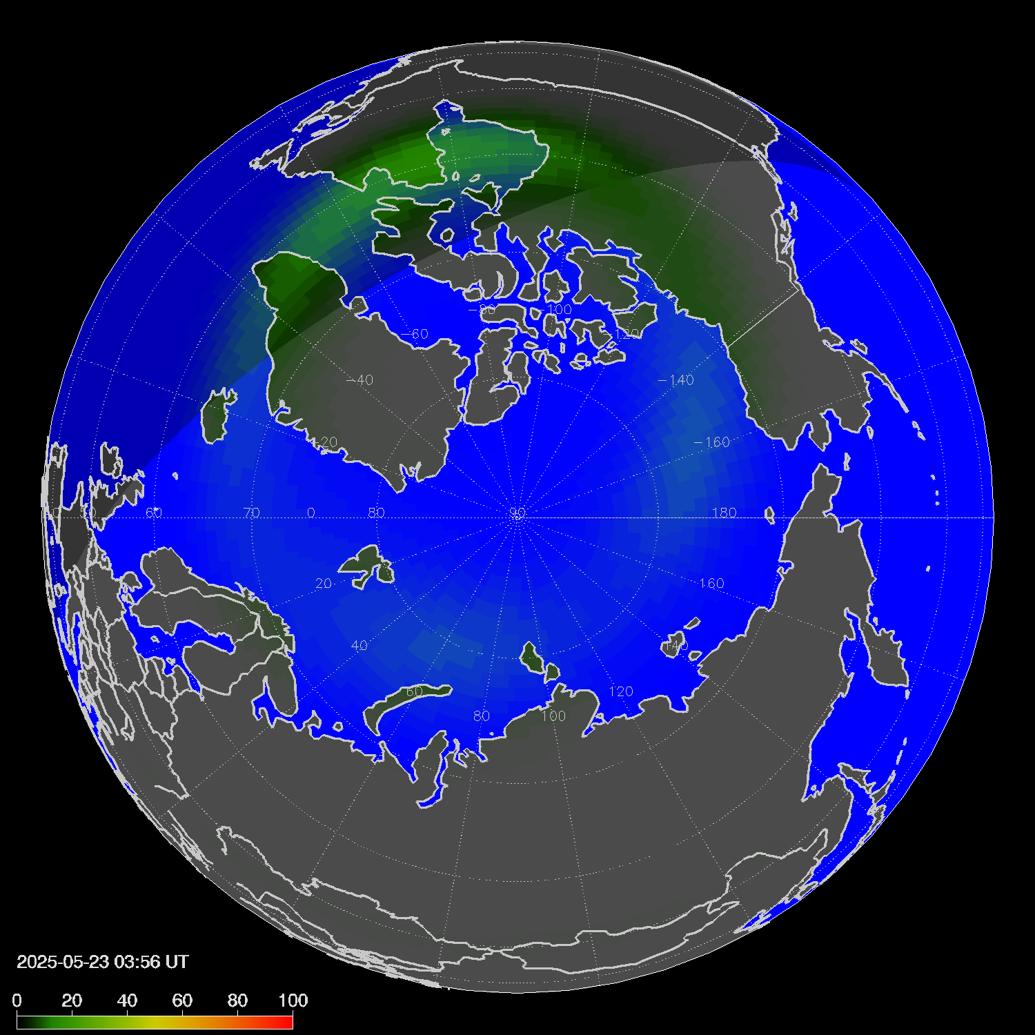 Northern lights (auroras) in the northern hemisphere