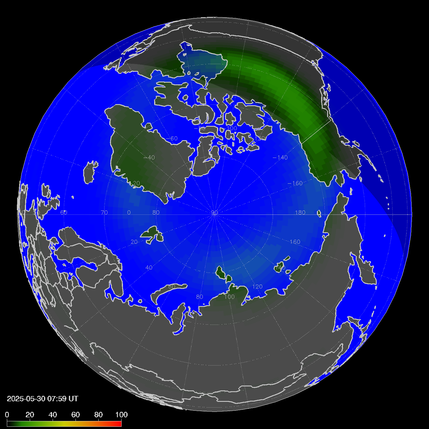 Northern lights (auroras) in the northern hemisphere