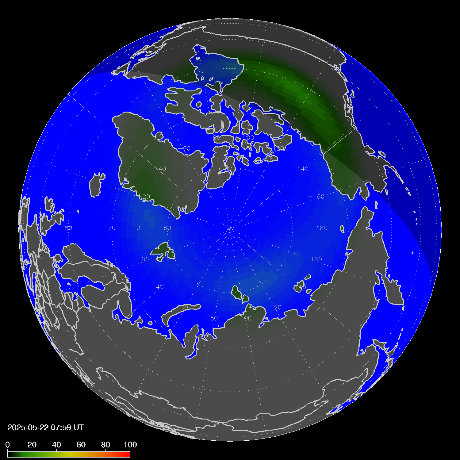 Northern lights (auroras) in the northern hemisphere