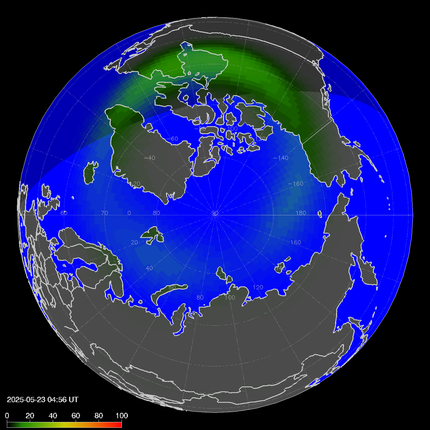 Northern lights (auroras) in the northern hemisphere