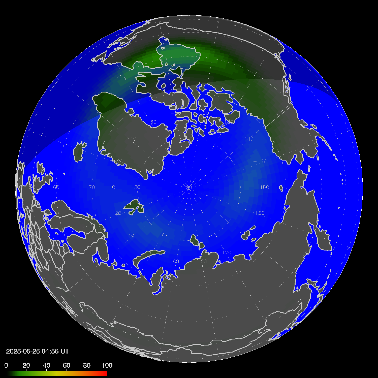 Northern lights (auroras) in the northern hemisphere