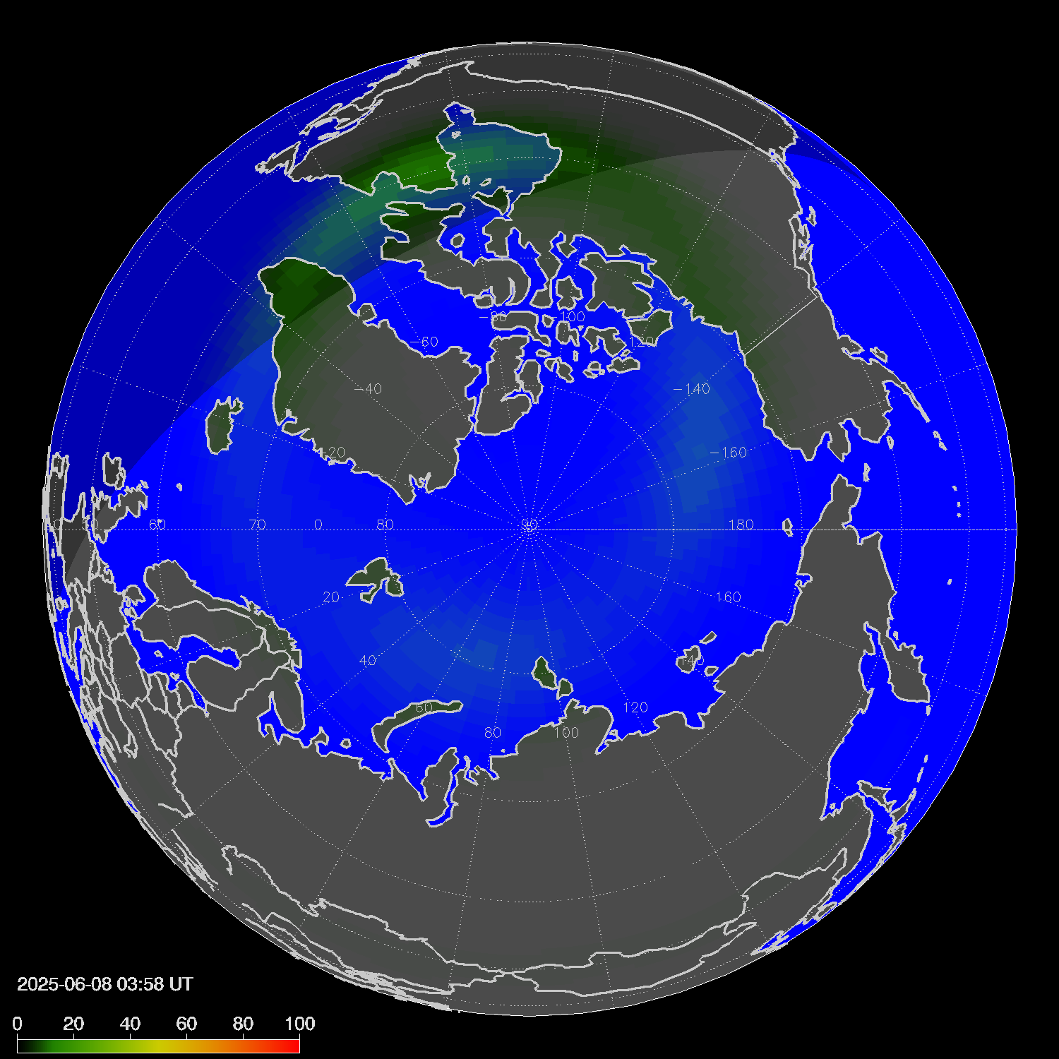 Northern lights (auroras) in the northern hemisphere