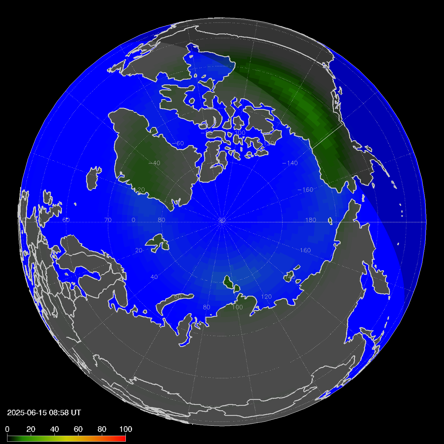 Northern lights (auroras) in the northern hemisphere