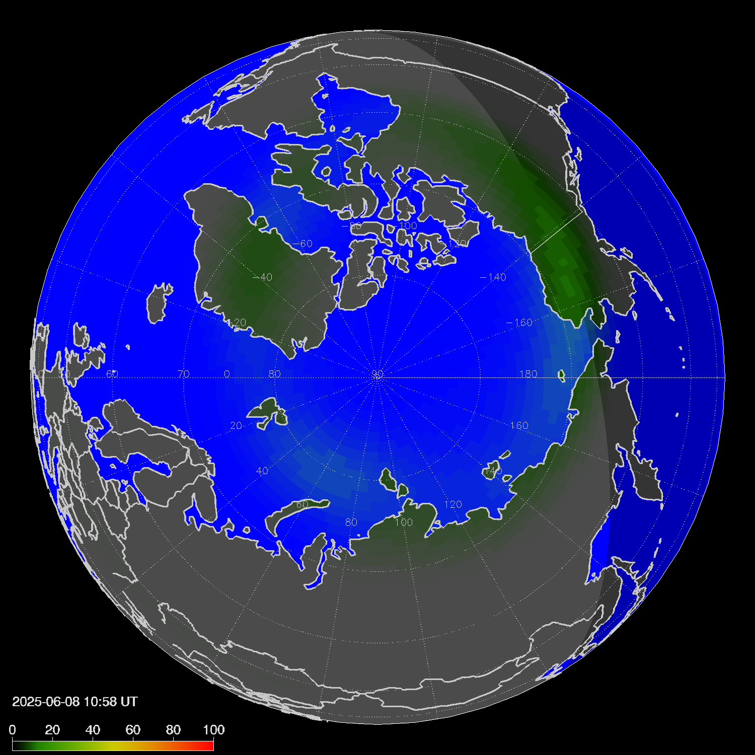 Northern lights (auroras) in the northern hemisphere