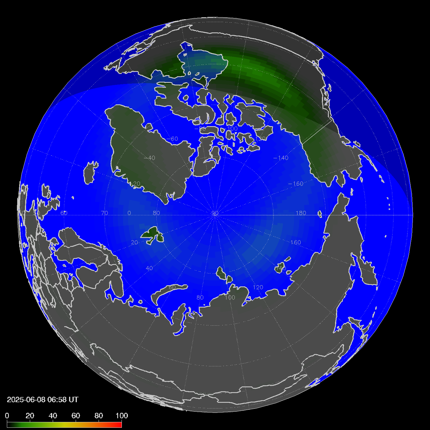 Northern lights (auroras) in the northern hemisphere