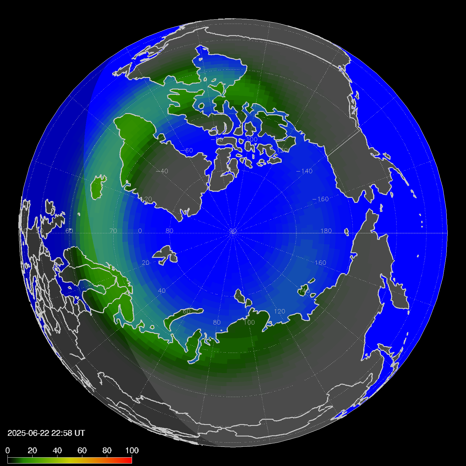 Northern lights (auroras) in the northern hemisphere