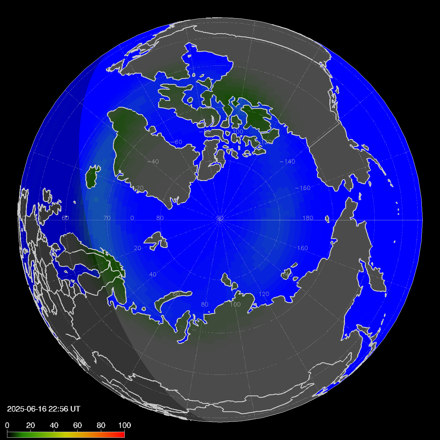 Northern lights (auroras) in the northern hemisphere