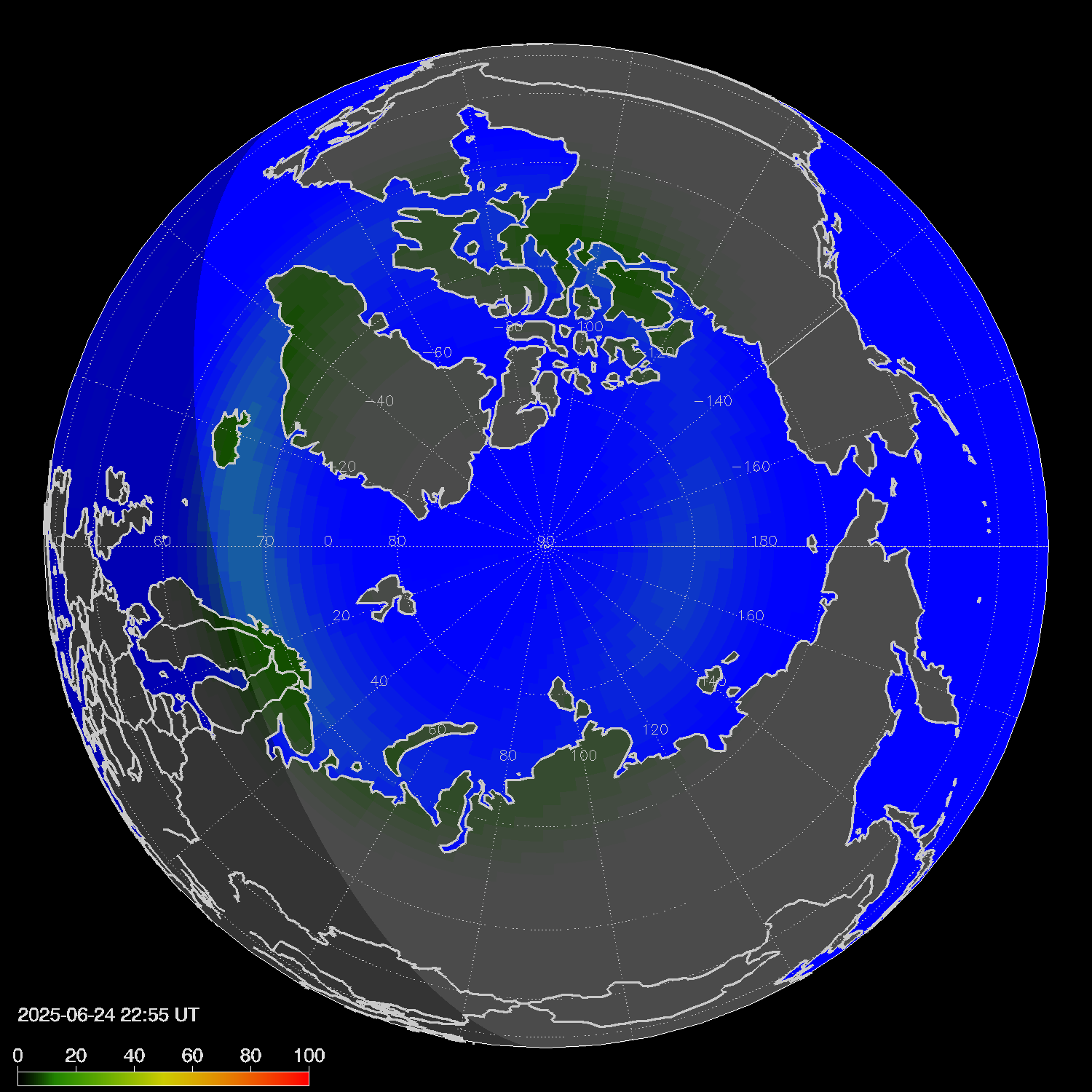 Northern lights (auroras) in the northern hemisphere