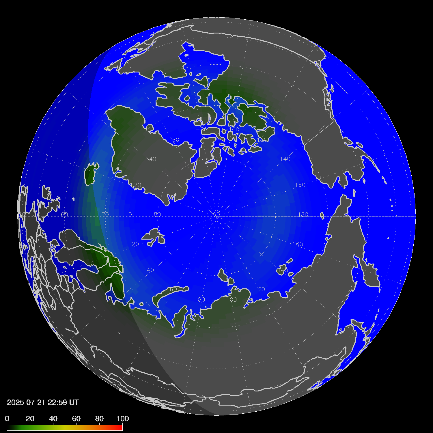 Northern lights (auroras) in the northern hemisphere